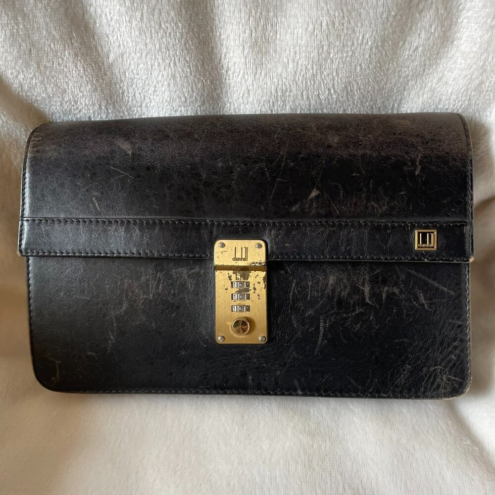 Dunhill Leather Locking Clutch w/ Wristlet